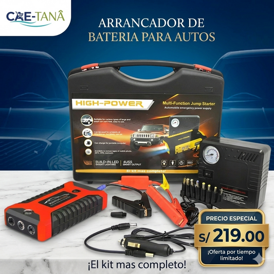 ARRANCADOR DE AUTOS CON INFLADOR DE LLANTAS MULTIFUNCIONAL