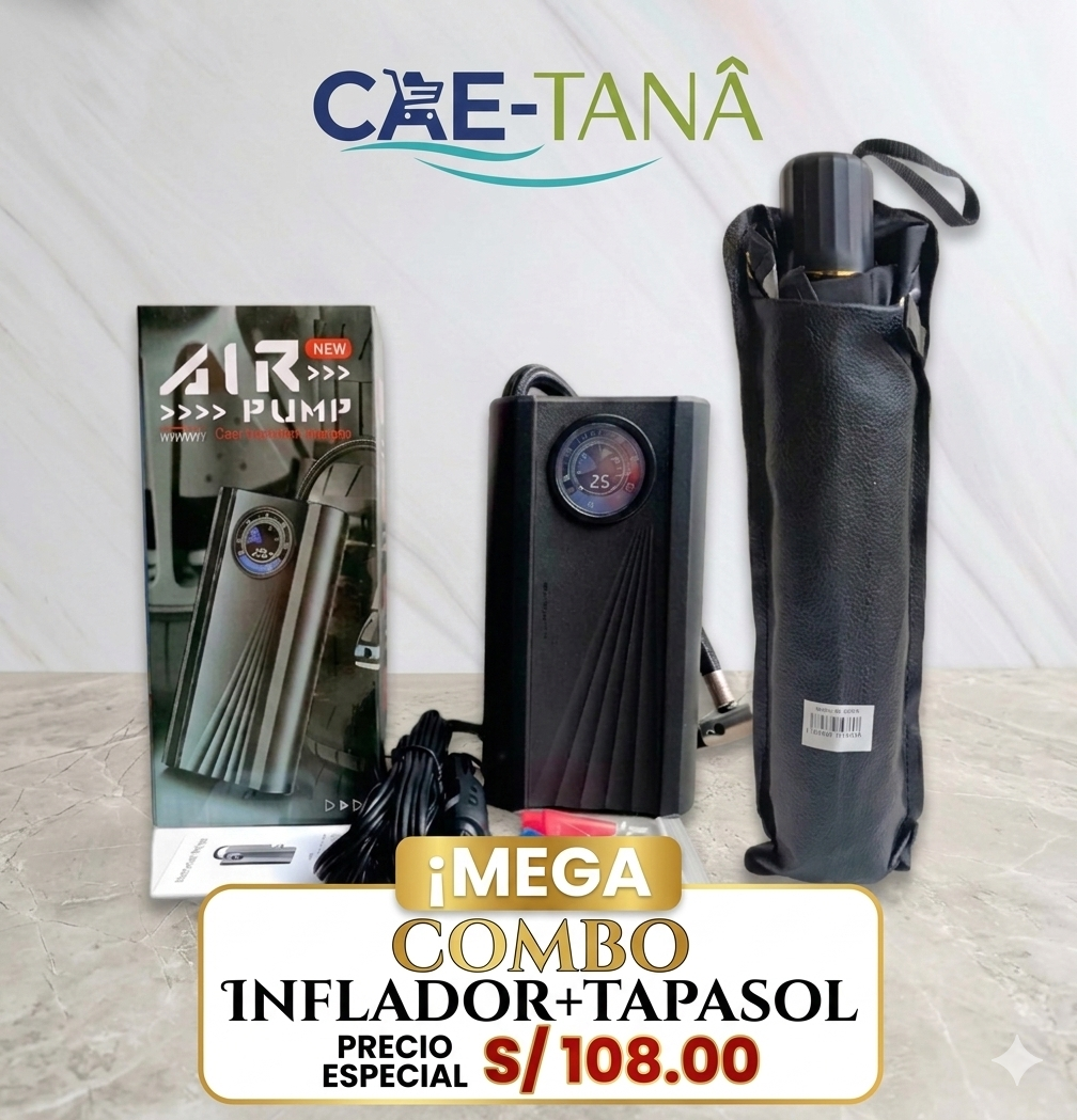 Combo Inflador de Llantas + Tapasol